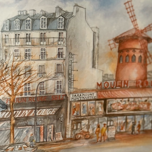 VTG Charming Paris Street Scene Signed Art - Picture 5 of 5